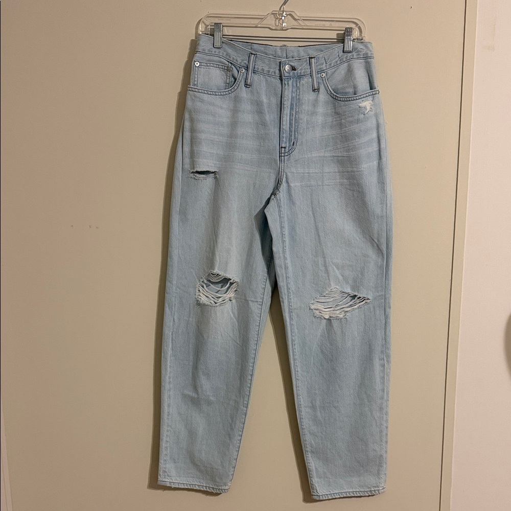 Madewell Sky Blue Distressed Boyfriend THE SLOUCHY BOYJEAN